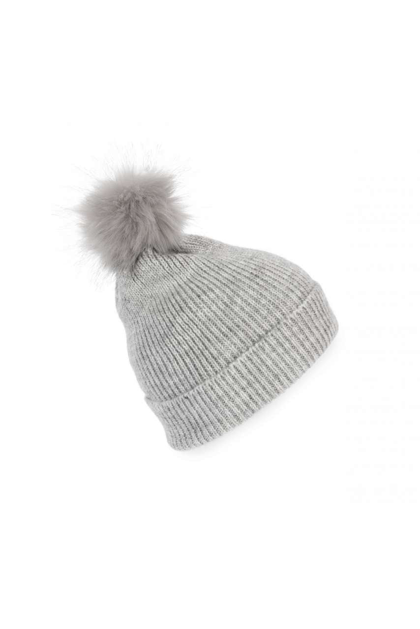 K-UP KNITTED BOBBLE BEANIE IN RECYCLED YARN